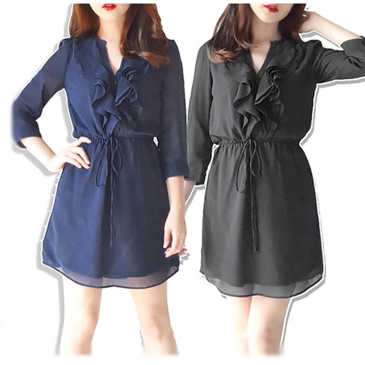 Dress remaja hitam Raffles HM ruff back