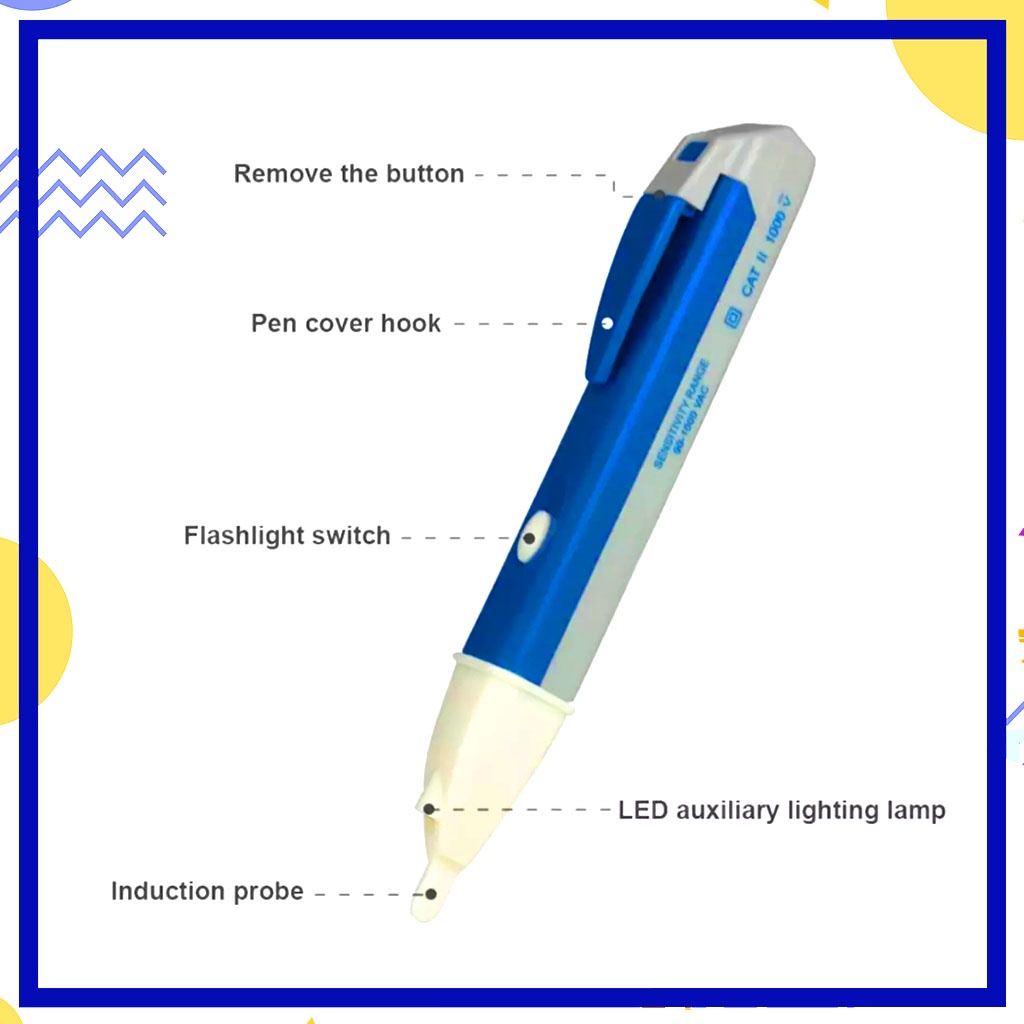 Taspen Alat Cek Pendeteksi Arus Aliran Listrik Ac Tanpa Sentuh Tespen Voltalert Test Pen Non-contact Voltage Sound Alert Detector 90v-1000v