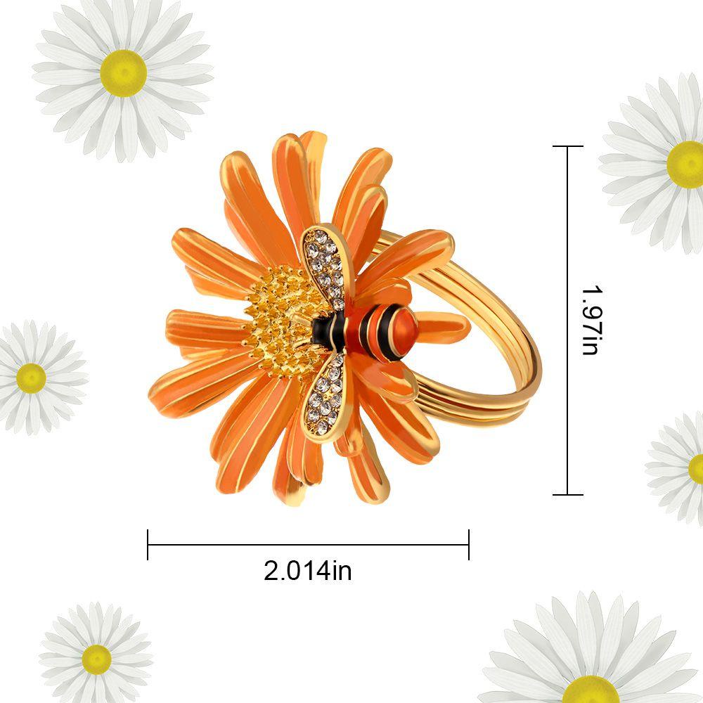 Suyo Cincin Serbet Bentuk Lebah Bahan Metal Warna Emas Untuk Dekorasi Meja