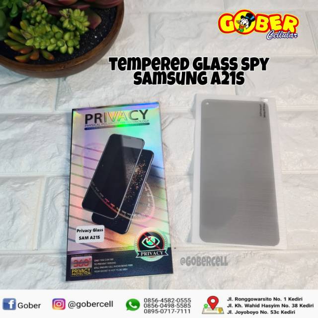 Screenguard Tempered Glass Samsung A21S anti spy hitam