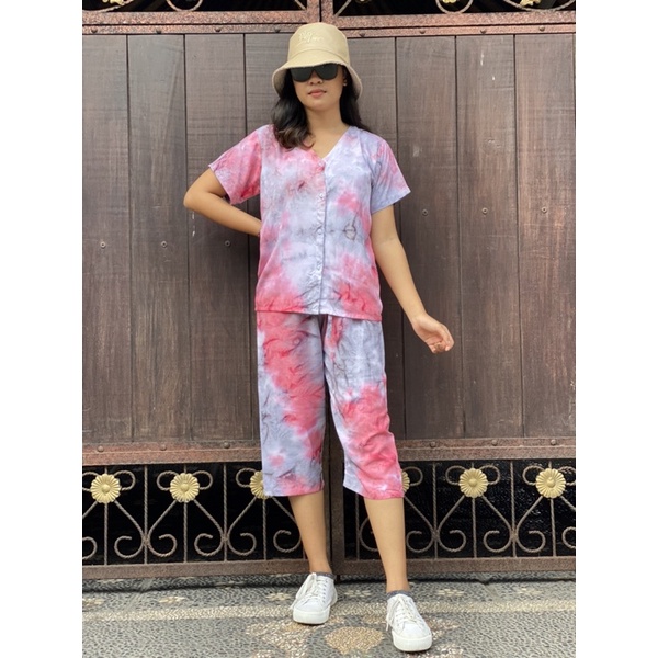 One Set Piyama Tiedye V-Neck // Busui Friendly