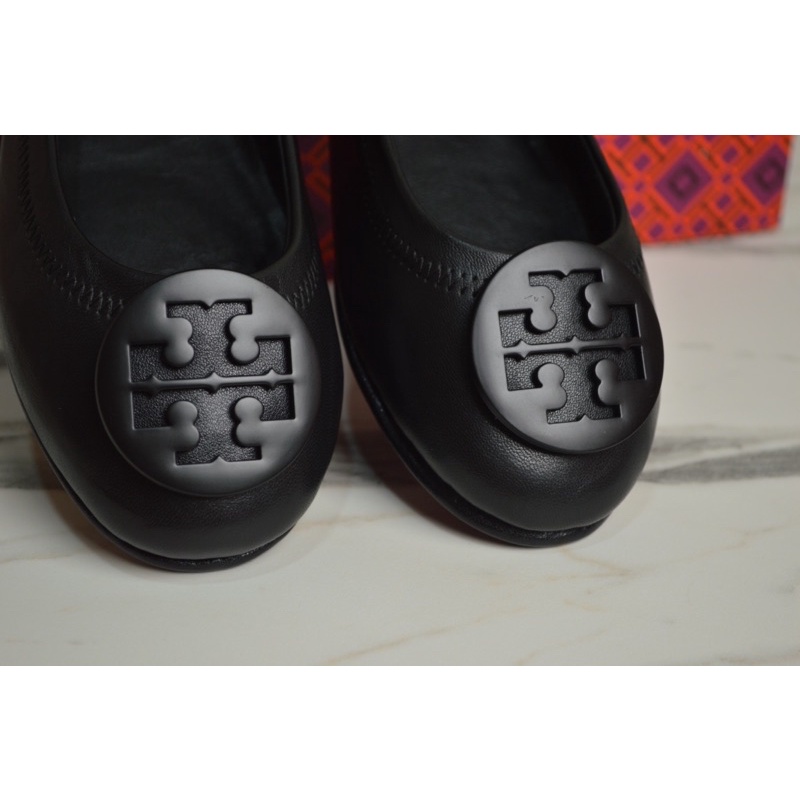 Tory Burch Minnie Travel Logo Flats Perfect Black