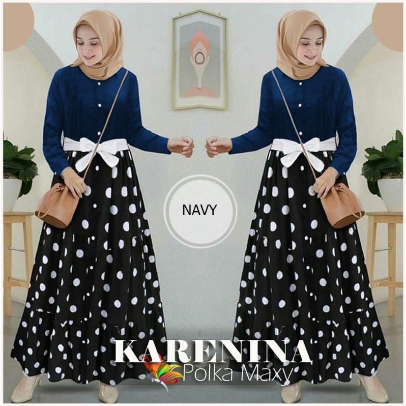 MAXY KARENINA POLKA, MOSCREPE MONALISA, GAMIS HIJAB MUSLIM, MAXY DRESS