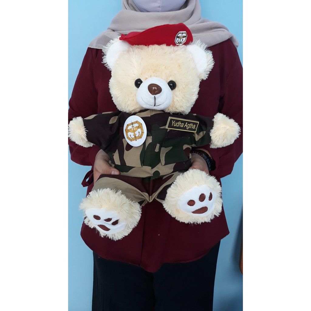 Boneka Wisuda TNI AD AU AL Kopassus Raider Army Boneka Akademi Militer Tentara Boneka Kostrad Akmil Profesi Kenaikan Jabatan Wanita Persit Upacara Souvenir Murah Cantik buat Saudara Kaka Suami Pasangan Istri Ukuran Medium Kado Hadiah Gift Rekomendasi