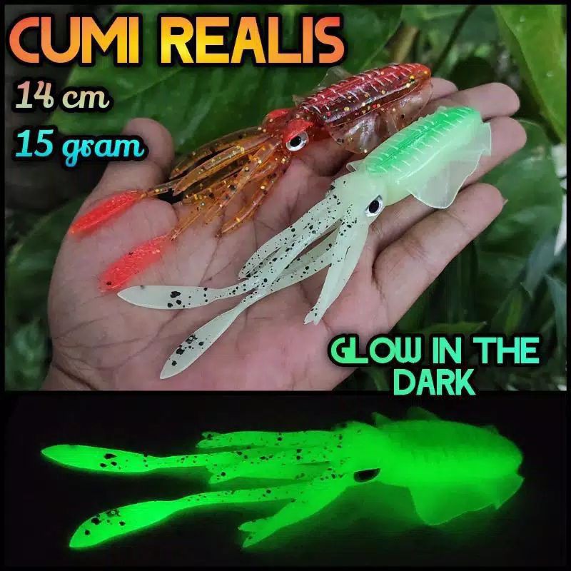 Cumi Karet  Realis Umpan Mirip Cumi Asli glow In The Dark