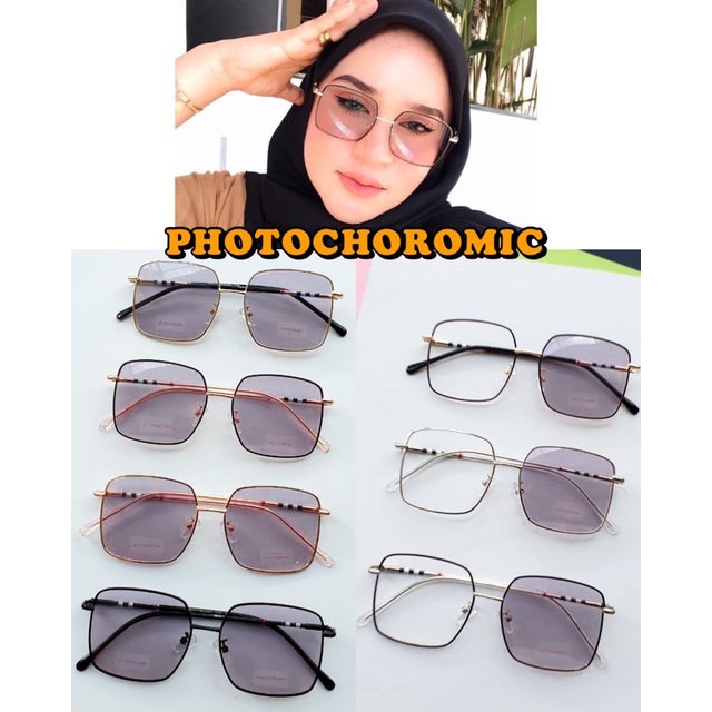 Frame Kacamata PHOTOCHOROMIC berubah warna gelap hitam siang malam fotocromik cromik fotokromik 9691