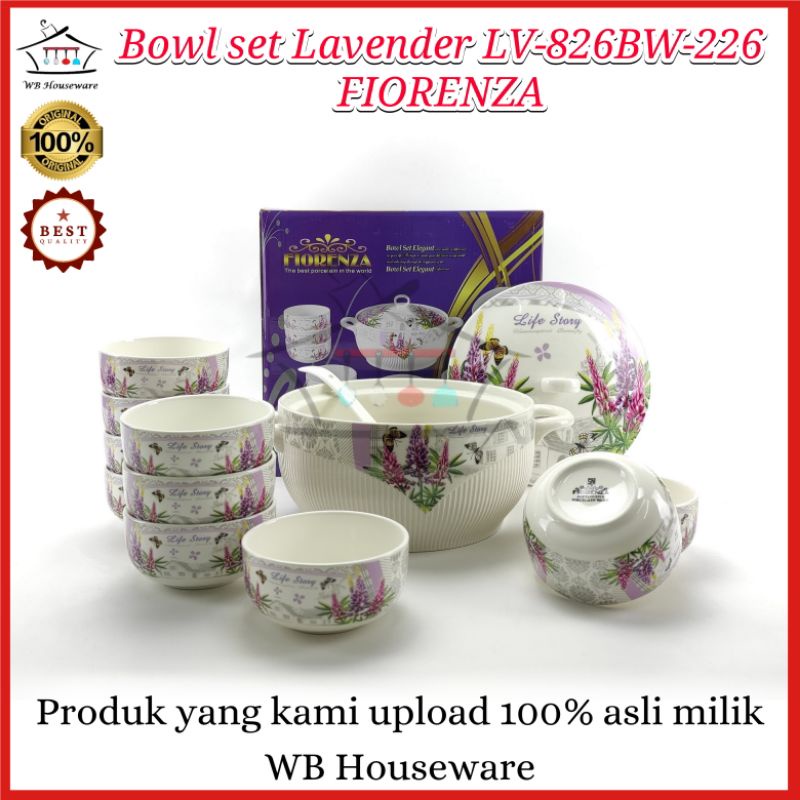 mangkok set keramik motif / Bowl set Lavender LV-826BW-226 FIORENZA