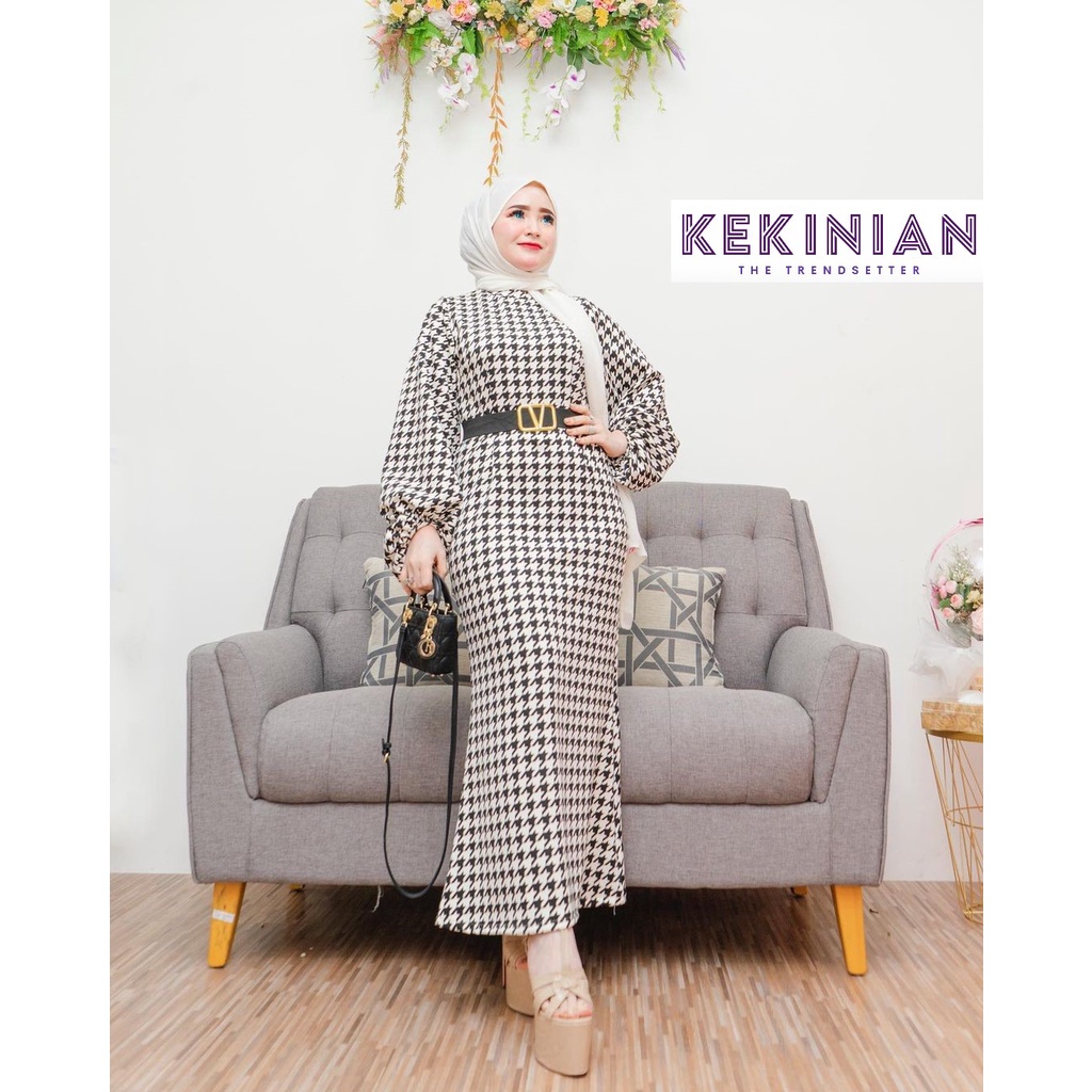 EXTU (limited edition) Herlin Houndstooth Dress Gamis Premium Kekinian