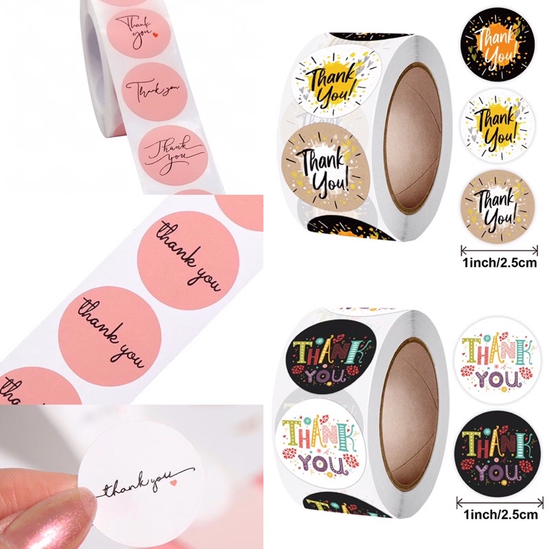 

1pax isi 10pcs Sticker bahan Kraft Bulat Tempelan Thank You