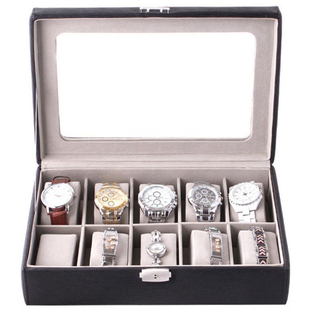 Kotak Jam Tangan Luxury 10 Slot Watch Box Organizer Murah Kotak Penyimpanan Aksesoris Wristwatch