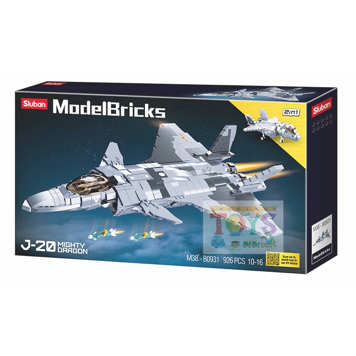 Mainan Sluban Brick M38-B0931- J20 Mighty Dragon Fighter/ Pesawat Tempur