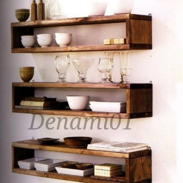 PROMO RAK SUDUT KAYU RAK KAYU MELAYANG FLOATING SHELVES 