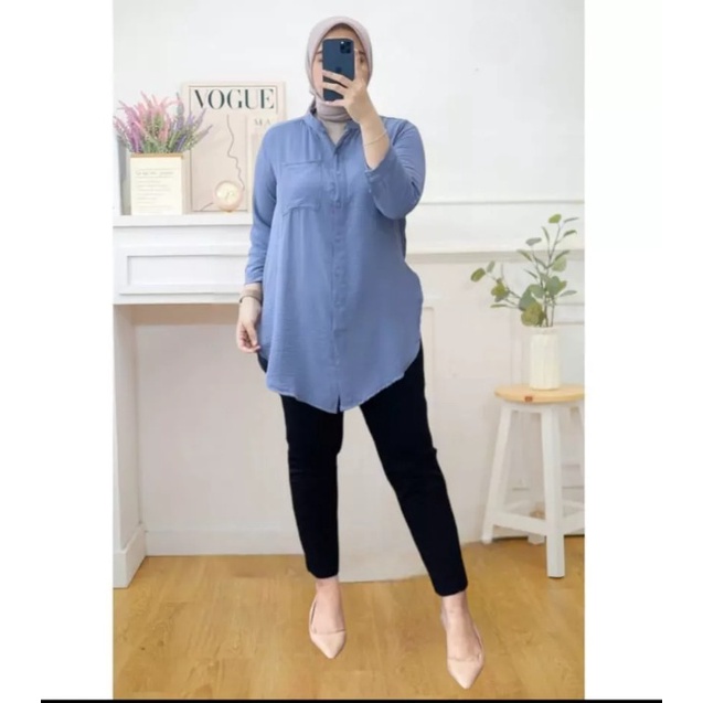 Kemeja Crinkle Airflow / Set Kemeja Oversize Wanita / Kemeja Wanita / Kemeja Tunik Wanita Lengan Panjang / Kemeja Wanita Polos Lengan Panjang / Kemeja Hitam / Kemeja Basic Wanita /  Kemeja Terbaru Busui / Kemeja Wanita Linen Oversize