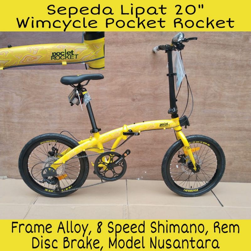 Jual Sepeda Lipat 20 Inch Wimcycle Pocket Rocket, Alloy, 8 Speed