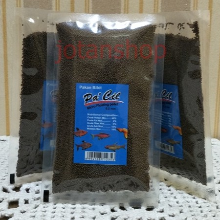 pacil 0,5 mm makanan pakan bibit micro pelet pellet ikan kecil hias