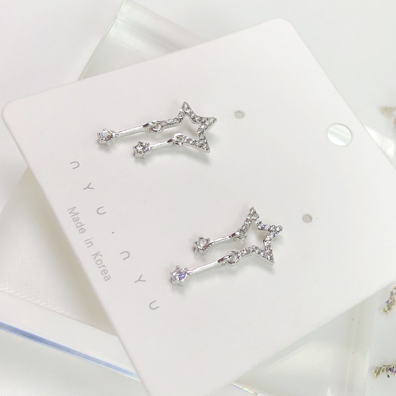 925 jarum perak Pentagram anting-anting Korea temperamen anting-anting anting-anting bintang musim p