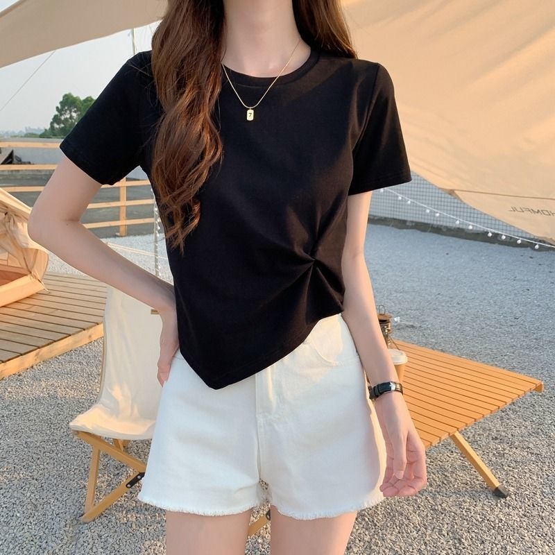 5 warna korea style wanita lengan pendek  atasan crop top/baju atasan wanita import lengan pendek t-shirt