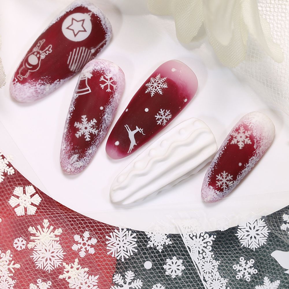 Mxbeauty Stiker Kuku Motif Snowflake / Beruang / Rusa Natal 5d Diy Untuk Dekorasi Nail Art