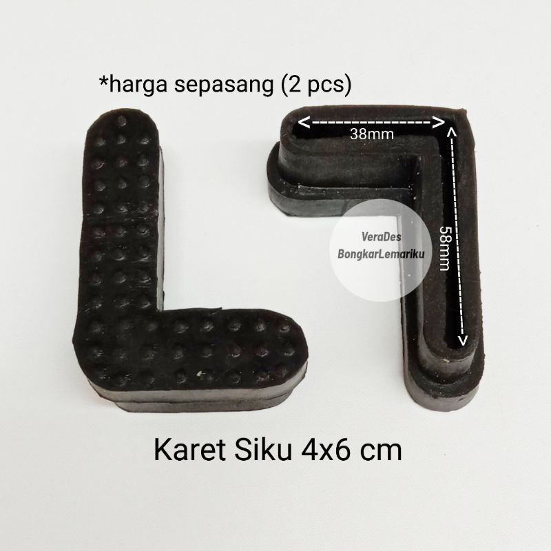 (Sepasang/2pcs) Karet Kaki Rak Besi Siku 4x6