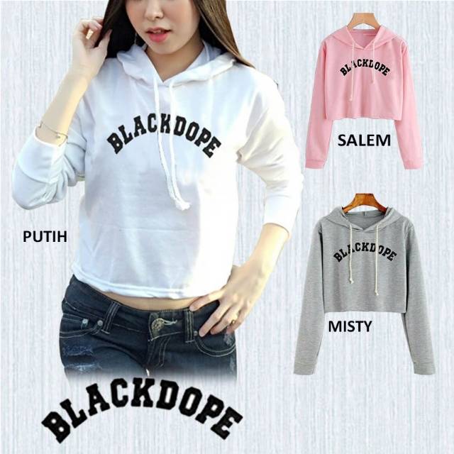 JC- Sweater Crop BlackDope  / Sweater Crop wanita kekinian