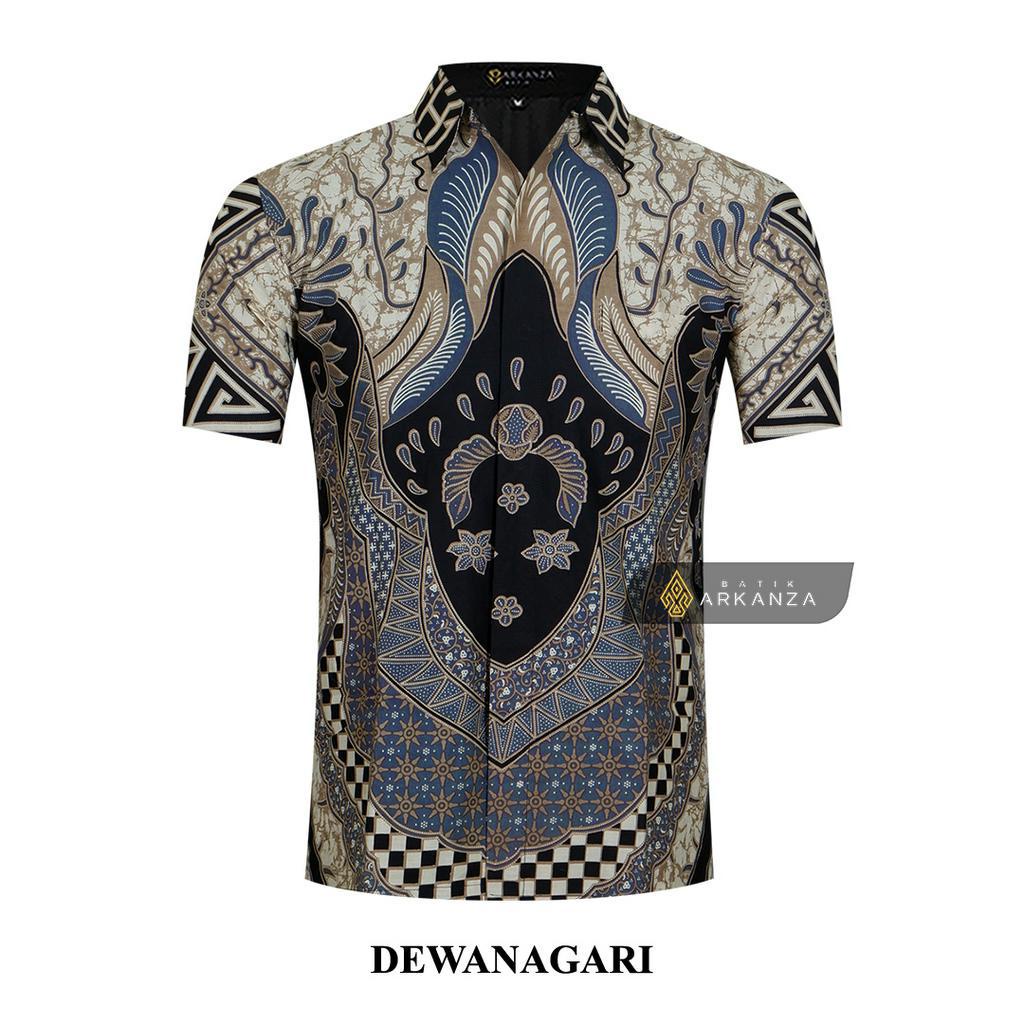 BATIK ARKANZA Motif DEWANAGARI Hem Atasan Kemeja Baju Batik Pria Cowok Laki Laki Slimfit Full Lapis Furing Lengan Panjang Lengan Pendek Original Asli