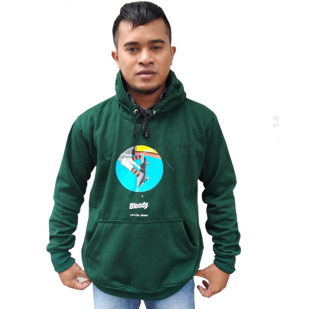 (BIG SALE) Sweater Hoodie Bloods Hijau Motip Bergambar Sekateboard / Hoodie Pria Wanita Premium