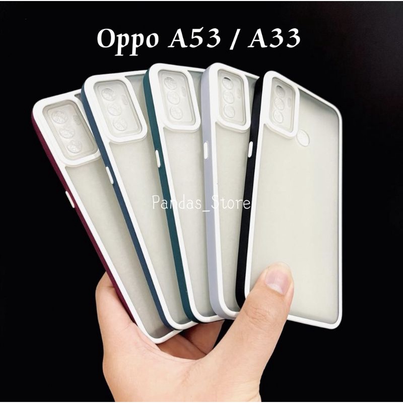 Pro Hybird Oppo A53 / A33 Softcase Halus dan Elegan / Pinggiran Garis Putih Keren (Pandas)