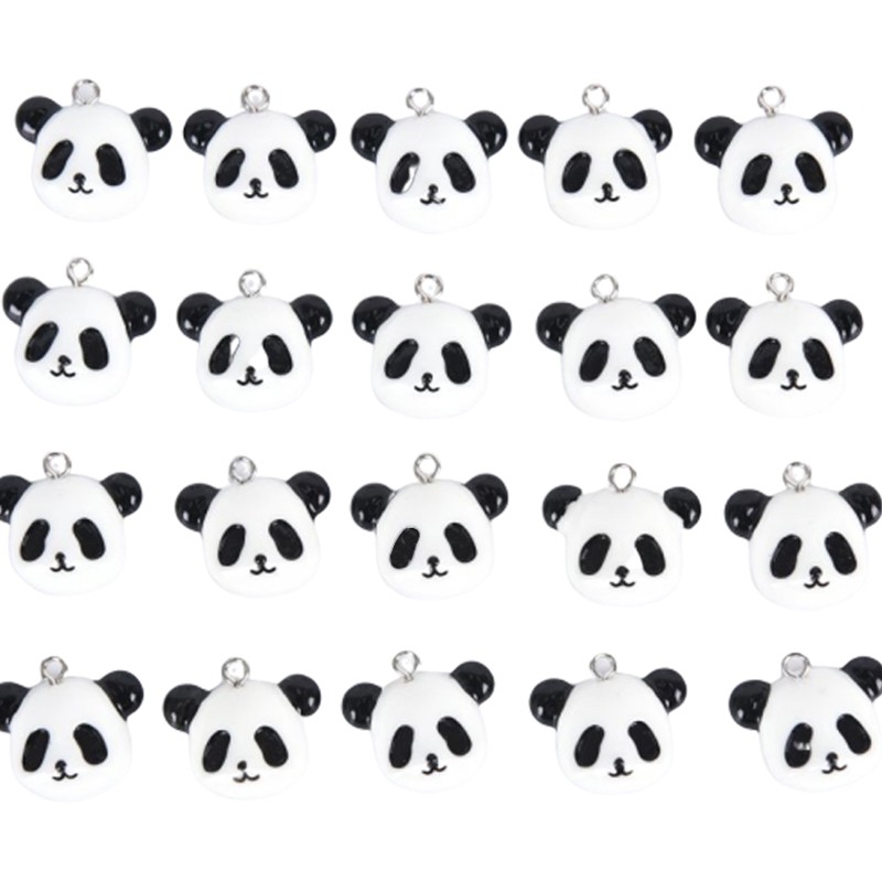 Hbid 20Pcs / Set Liontin Bentuk Panda Bahan Resin Untuk Membuat Perhiasan DIY