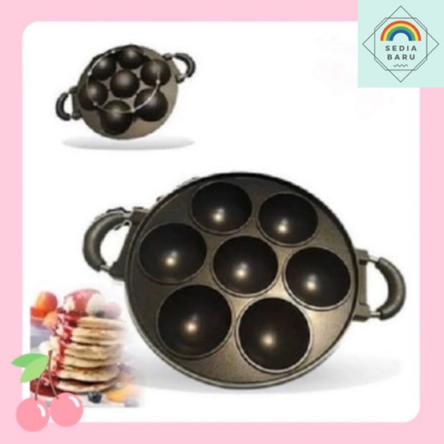 Cetakan kue serabi takoyaki CETAKAN KUE BULAT 7 lubang BESAR cetakan Convex