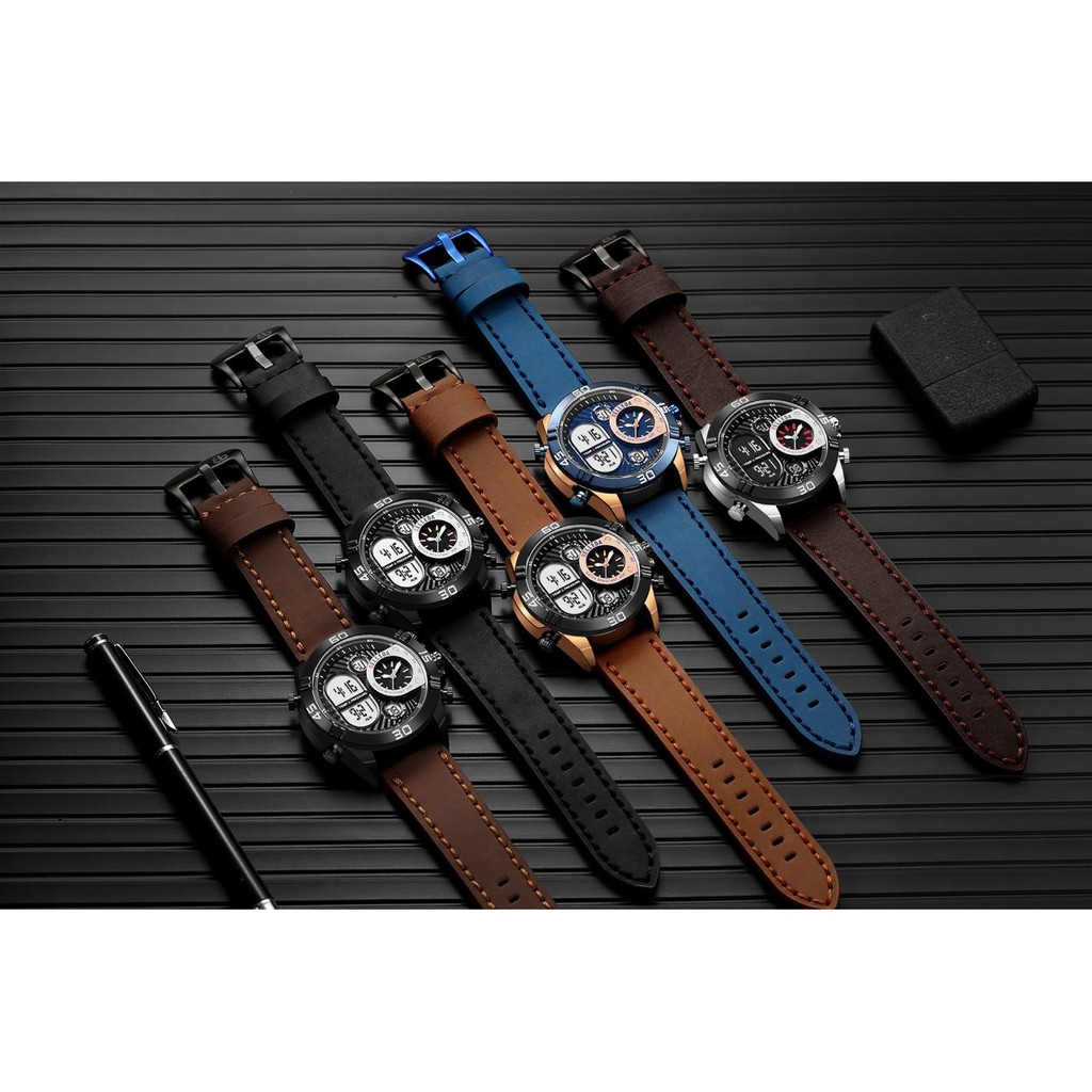 Ready New Original-JAM TANGAN PRIA BELLEDA-9271 MODEL SPORT TALI KULIT CHRONO AKTIF