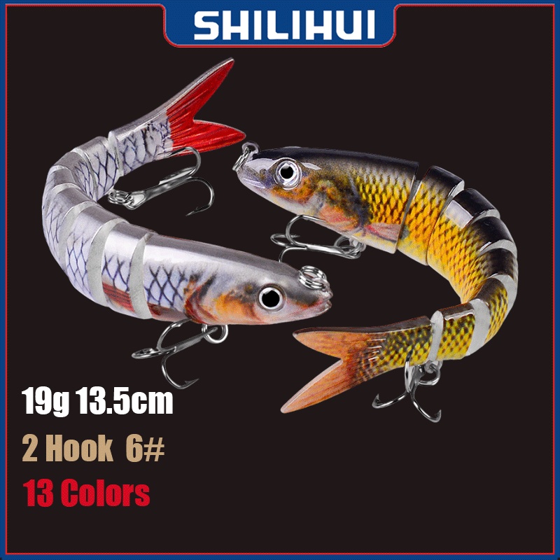 SHILIHUI Proberos Umpan Pancing Casting Lure Swimbait 13.5cm 19g Sinking Buatan Bentuk Ikan Trout Wobbler Treble Hook 6# Alat Pancing