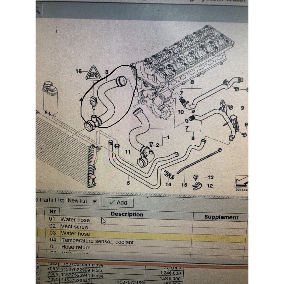 SELANG RADIATOR BAWAH BMW E39