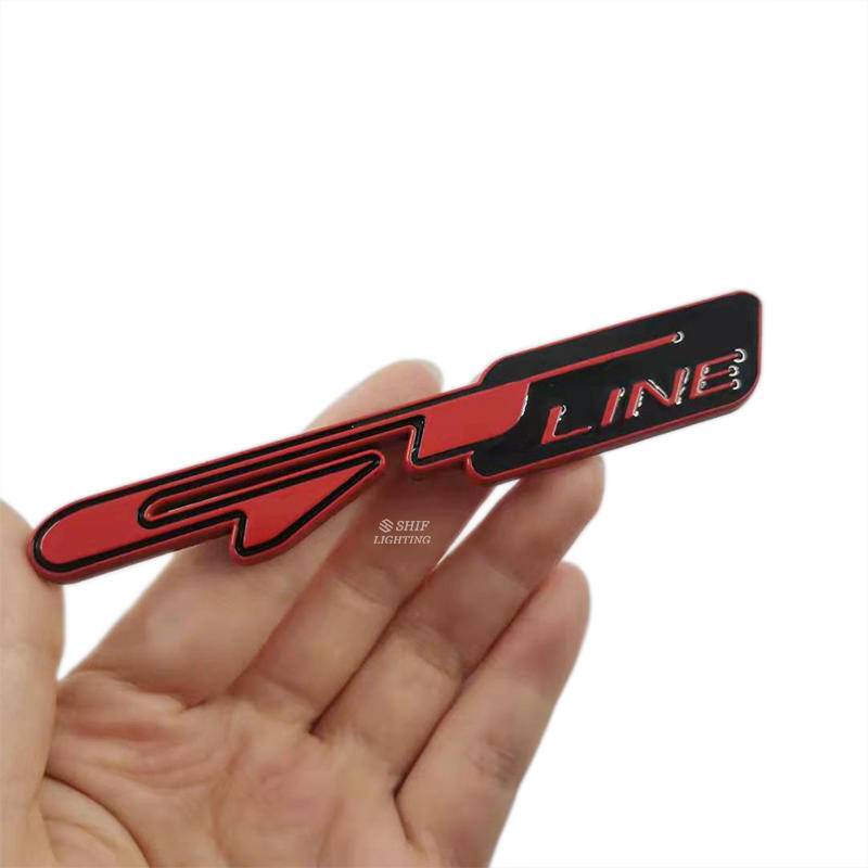 1pc Stiker Emblem Logo Gt Line Bahan Metal Untuk Fender Samping Mobil