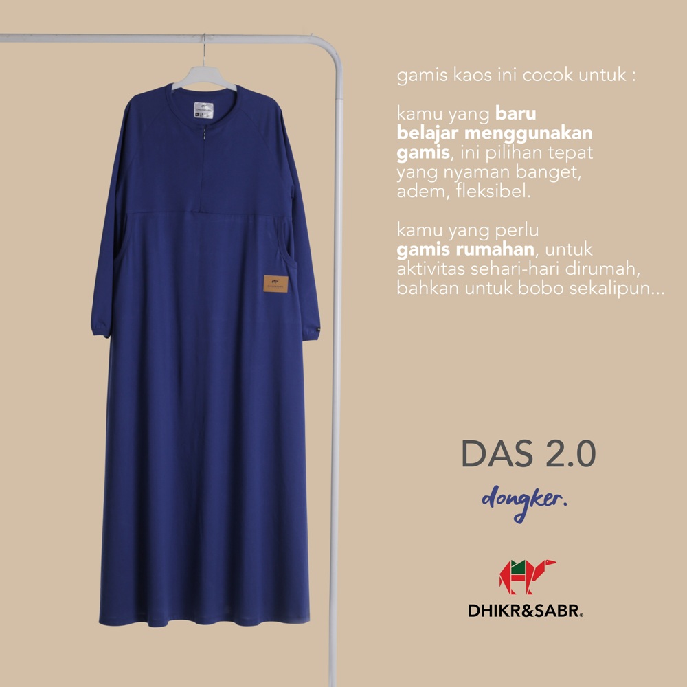 Dhikr & Sabr Gamis syari wanita bahan kaos polos Warna Dongker