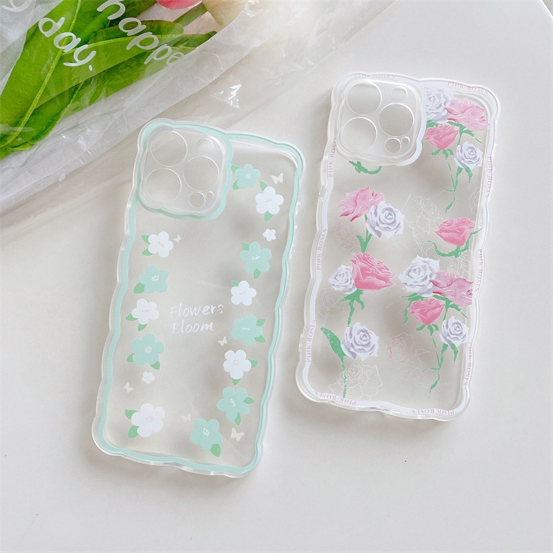 Soft Case Pelindung Transparan Bentuk Mawar Gelombang Musim Panas Untuk Iphone 7 8 PLUS X XR XS 11 12 13 PRO MAX SE 2020