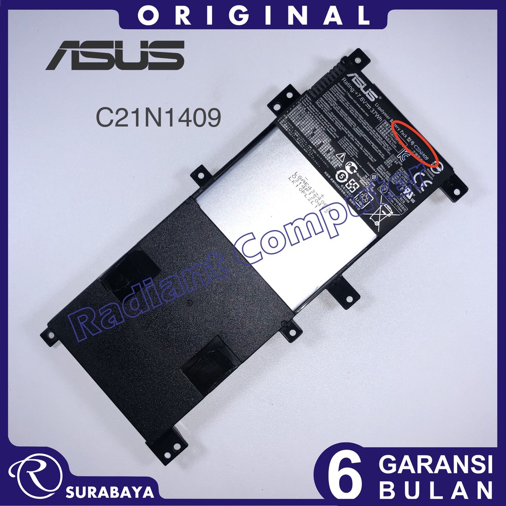 Baterai Asus X455L X455LB X455LF X455LJ X455LN VM409L C21N1409