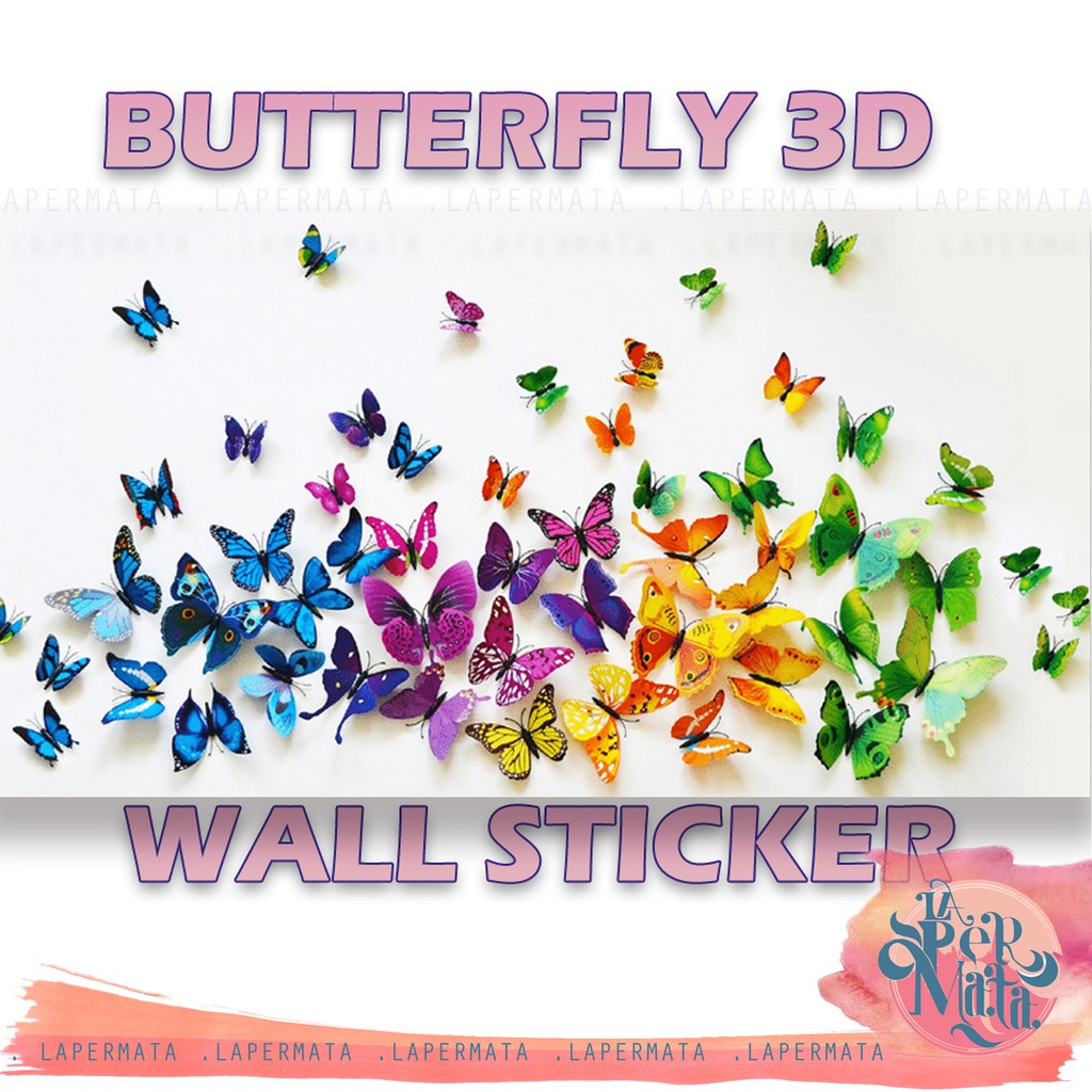 Stiker Kupu-kupu Dinding 3D/ Butterfly Wall Art Decoration - LPM Shop