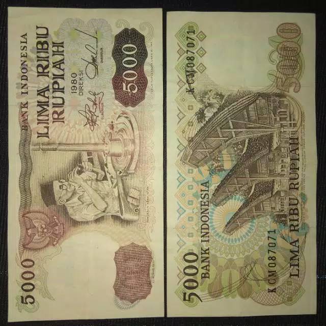 UANG KUNO KERTAS 5000 ASAH INTAN 1980