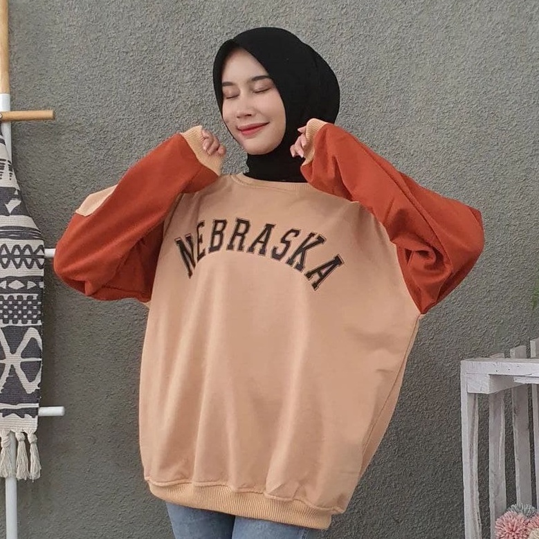 Nara Grosir - Nebraska XXL Sweater l Fashion Pria dan Wanita l 2 Varian Warna