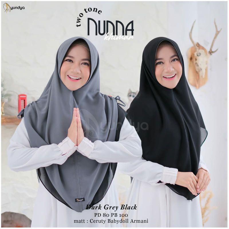 NUNNA KHIMAR HIJAB INSTAN BOLAK BALIK || 2 WARNA || 2 MODEL || BY AYUNDYA