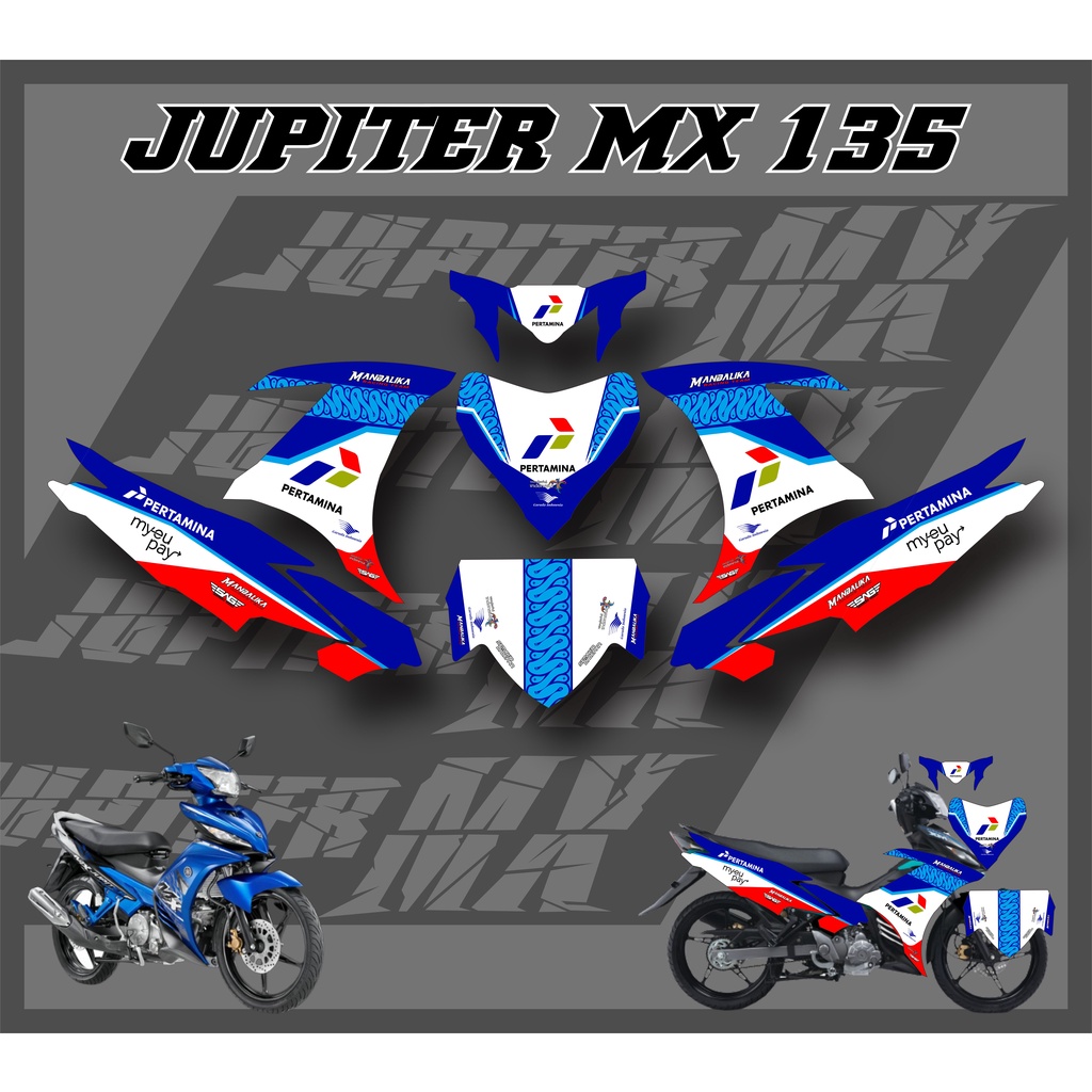 COD Decal Striping list Motor Jupiter Mx 135 New Motif Pertamina Mandalika Sticker Stiker List Body 