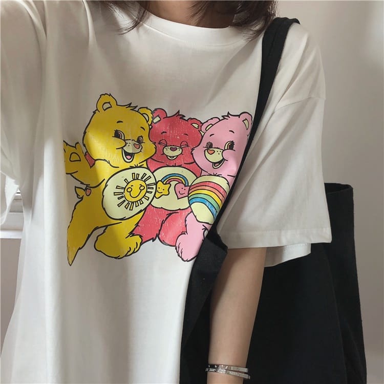 MYSTIQUE.ID-BAJU KAOS COLORFUL BEAR T-SHIRT LUCU DAN AESTHETIC