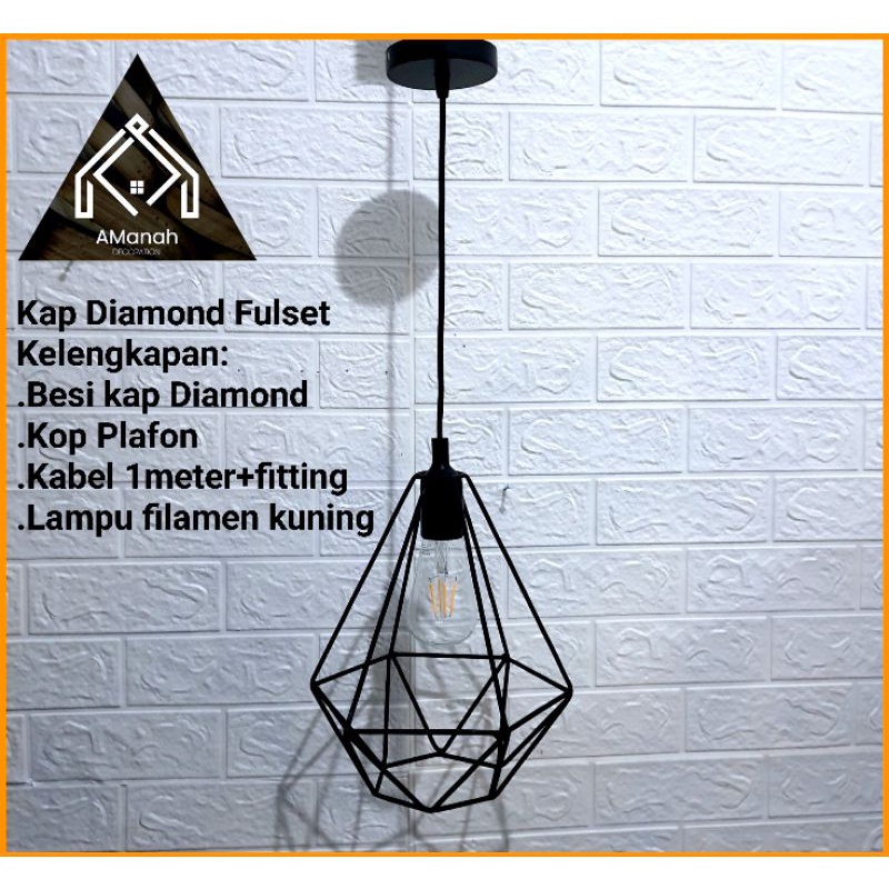 [COD] PENDANT KAP LAMPU GANTUNG (DIAMOND HITAM)