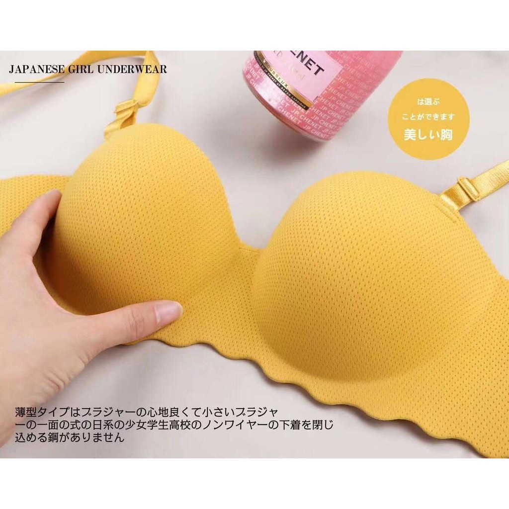 TF BRA Seamless Push Up Pengait Pakaian Dalam BH Wanita Bralette Bahan Lembut-Kuning