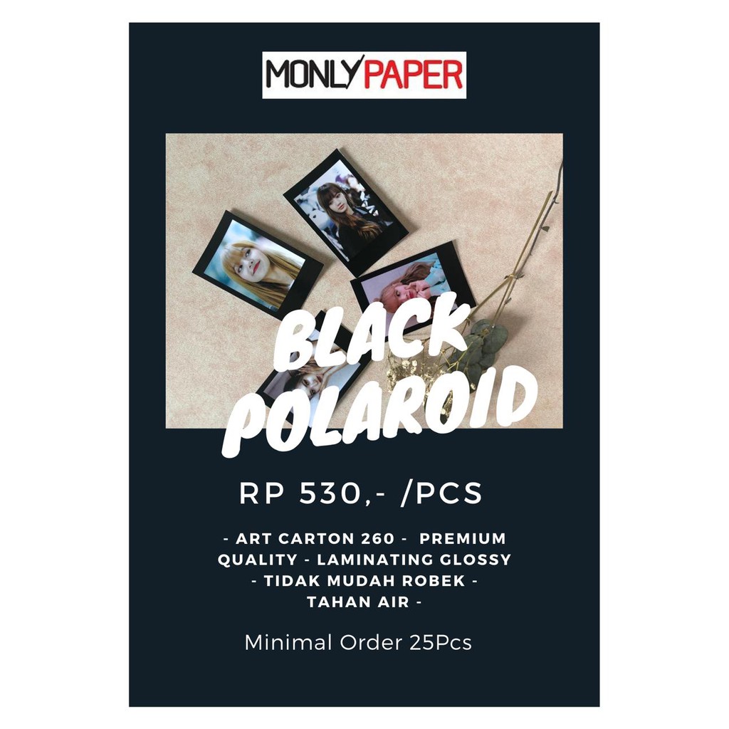 CETAK FOTO POLAROID 2R HITAM POLOS