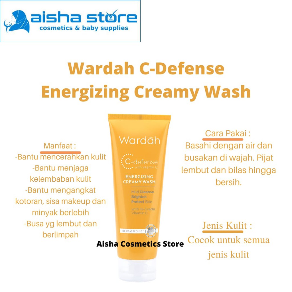 [BPOM]  Wardah C - Defense Energizing Creamy Wash 100 Ml / Sabun Cuci Muka / Pembersih Wajah