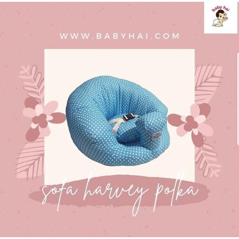 Baby hai kursi sofa harvey polkadot bayi belajar duduk bahan kain dengan gesper / penahan