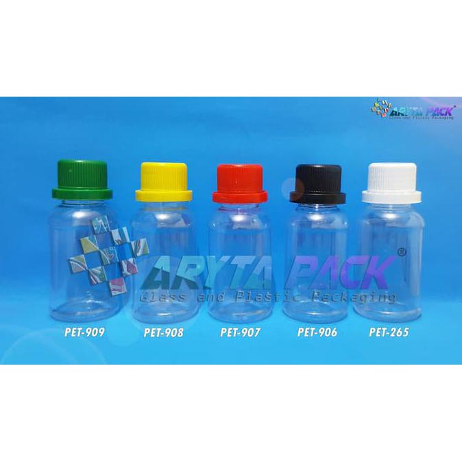 PET906. BOTOL PLASTIK 100ML PET LABOR TUTUP SEGEL HITAM