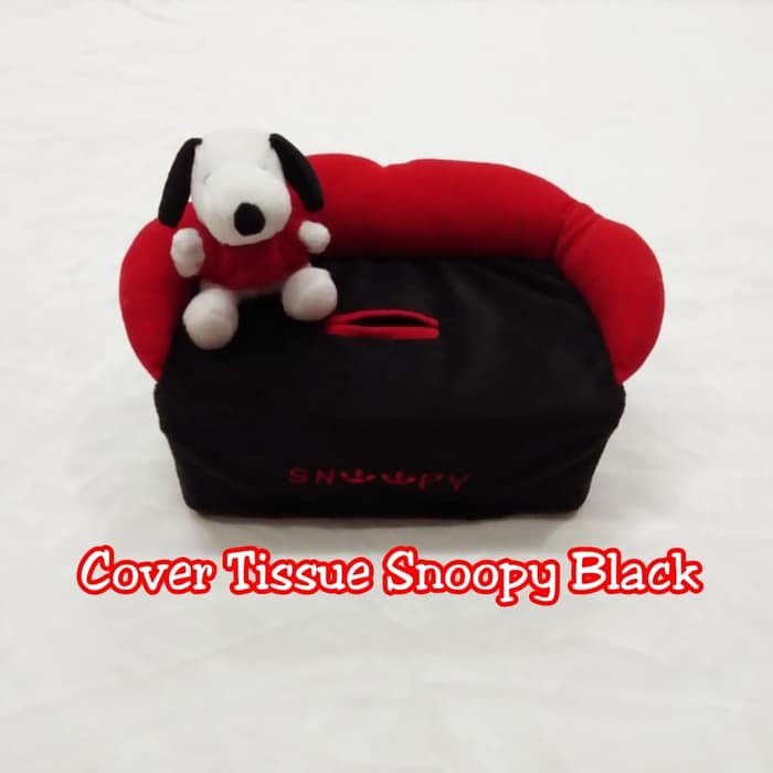 Tempat kotak box tissue tissu tisu mobil Snoopy hitam MERAH E