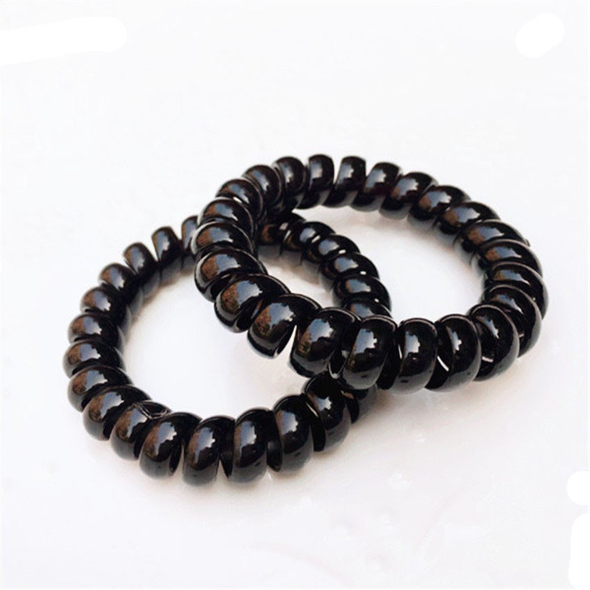 Kuciran Spiral Hitam Candy Korean Style / Ikat Rambut Karet Kekinian